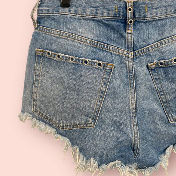Free People Distressed Cutoff Shorts in Medium Blue Denim - Picture 4 of 7